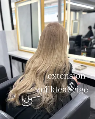 ロング カラー エクステ🩵ブリーチ 韓国ヘア🩵KAEのヘアスタイル