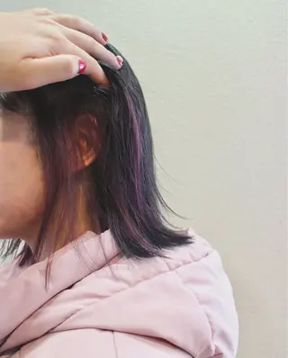 セミロング カラー カーリーパーマ/ 透明ｶﾗｰ/MIKUのヘアスタイル