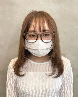セミロング カラー ヘアアレンジ 【ピンク/韓国ヘア/ ヘアセット】亜海のヘアスタイル