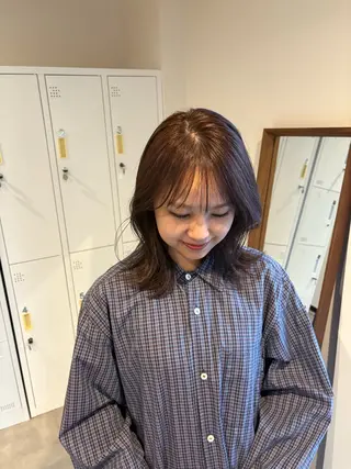 ミディアム カラー 豊橋/菜月/ブリーチ /艶カラーハイトーンのヘアスタイル