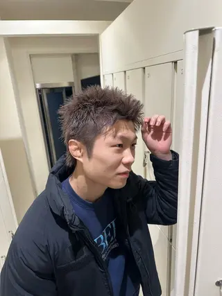 カラー ヘアアレンジ メンズ タイトボブ個性派カラ ーAKANEのヘアスタイル