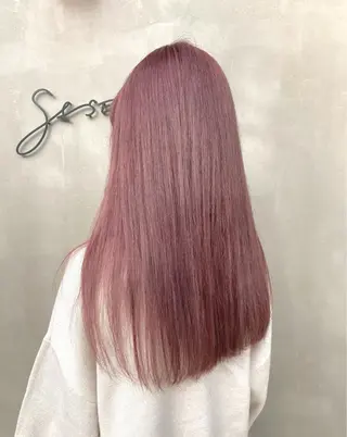 ロング カラー 酸性ストレート/ブリ ーチなしWカラー河本のヘアスタイル