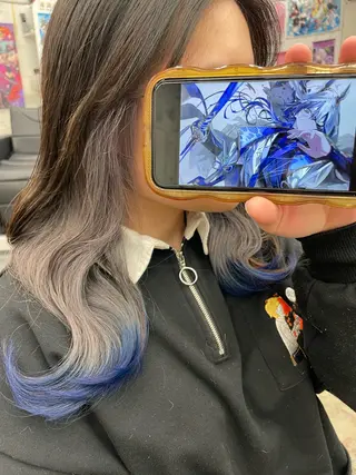 ミディアム カラー インナーカラー 推し ブリーチ  髪質改善のヘアスタイル