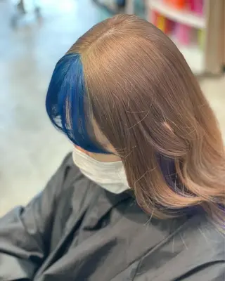 セミロング カラー ヘアアレンジ 髪質改善×ハイトーン 中田啄也のヘアスタイル