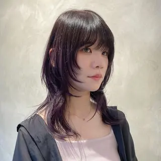 セミロング カラー レイヤーカット🪄 ヘアセット🪄シホのヘアスタイル