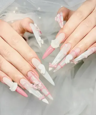 ロング カラー 波 なみのネイルデザイン