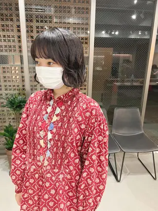 カラー パーマ ボブパーマコテ巻き風 パーマNo1深江秀平のヘアスタイル