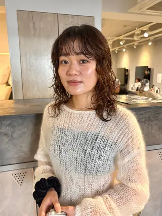 ミディアム パーマ ボブ/パーマ 古家 佑真のヘアスタイル