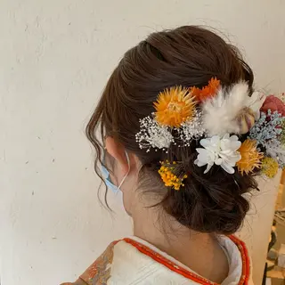 セミロング ヘアアレンジ 近鉄奈良 カラー　うのさくらのヘアスタイル