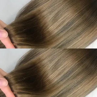 セミロング カラー 韓国レイヤーカット/ ダブルカラーのヘアスタイル