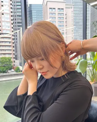ミディアム カラー ダブルカラー/ ケアブリーチ/クニトのヘアスタイル