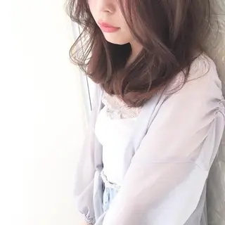 セミロング カラー パーマ ヘアアレンジ ◆感動口コミ/最小顔 理論カット◆森口 峻のヘアスタイル