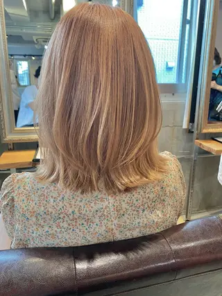 ミディアム カラー 似合わせカラーパーマ 🌿kitin米川のヘアスタイル