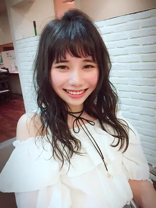 セミロング カラー パーマ ヘアアレンジ COEUR🌟 TOMOYAのヘアスタイル