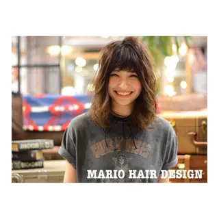 ミディアム カラー パーマ 竹嶌 健吾のヘアスタイル