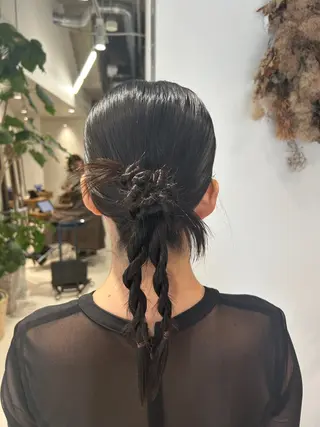 セミロング ヘアアレンジ ハイトーン/エクステ /🎀YUINA🎀のヘアスタイル