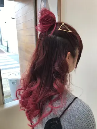 ロング カラー ヘアアレンジ 烏丸韓国ヘア🇰🇷 ayaka🎀のヘアスタイル