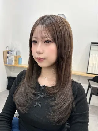 ロング のり🐼顔まわり/ 韓国/レイヤーカットのヘアスタイル