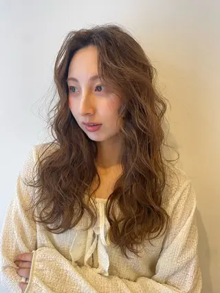 ロング カラー パーマ ヘアアレンジ ar北千住 あやみのヘアスタイル