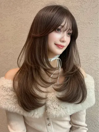 ロング カラー 顔周り\エクステ\ 透明感カラー\まりんのヘアスタイル