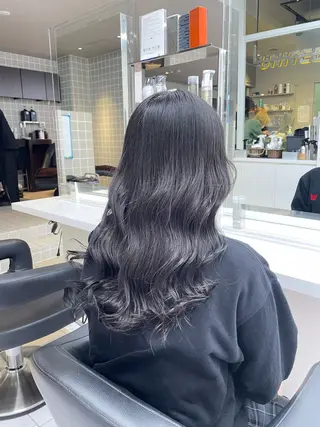 セミロング カラー パーマ ヘアアレンジ メンズ キッズ 🦋韓国レイヤー｜ 透明感グレージュ🦋のヘアスタイル