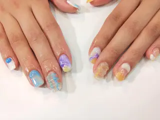 ネイル はばすみれ🎀ﾈｲﾙ 光ﾌｪｲｼｬﾙ ﾍｱのネイルデザイン