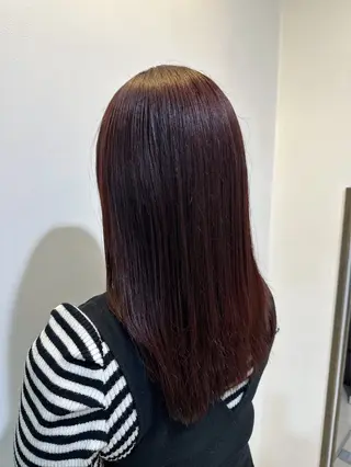 セミロング レイヤー 艶々カラーのヘアスタイル