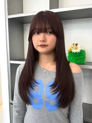 セミロング カラー ヘアアレンジ 顔周りカット×透明感 カラー💫AINAのヘアスタイル