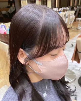 セミロング カラー 顔まわりカット🌟 くびれヘア/寺門遥輝のヘアスタイル