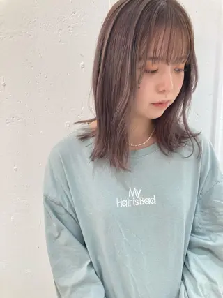 ミディアム カラー お洒落ベージュ🤎 代官山shibukiのヘアスタイル