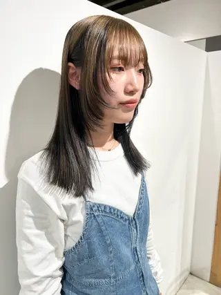 セミロング カラー スキバサミを使わない カット🌼唯🌼のヘアスタイル