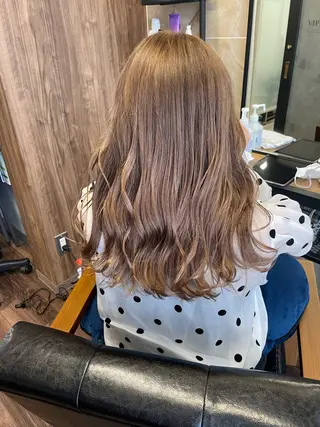 セミロング カラー Lull1人美容室 バレイヤージュのヘアスタイル