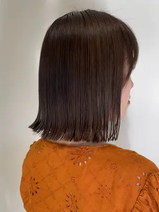 ミディアム カラー 矯正パーマ、ベージュ ボブカット🫧のヘアスタイル