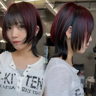 ショート ウルフ/レイヤー/ ブリーチカラーのヘアスタイル