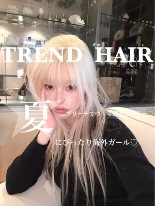 ロング 艶髪ハイトーンカラー 渋谷🎀ririkaのヘアスタイル
