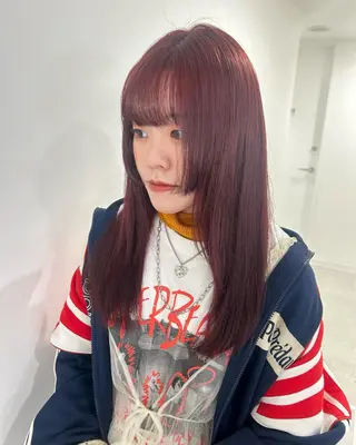 セミロング カラー 愛結 暖色カラー🎀🩰のヘアスタイル