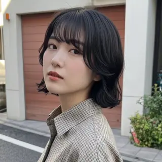 ミディアム コテ巻き風パーマ SHONOのヘアスタイル
