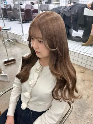 ロング カラー 🌷ラベンダーピンク 顔まわり🌷ねいろのヘアスタイル