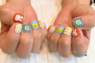 ネイル ショートネイル 森のさんぽ道のネイルデザイン