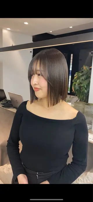 ショート カラー レイヤーボブ縮毛矯正 韓国RINAのヘアスタイル