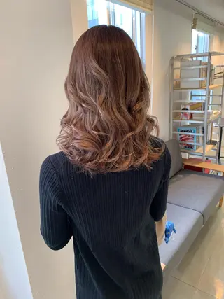 セミロング カラー 船津武俊 フナツタケトシのヘアスタイル