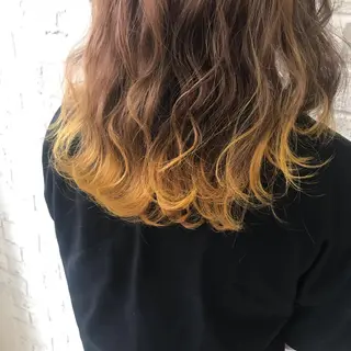 セミロング カラー オリーブ/アッシュ やわらか透明感カラーのヘアスタイル