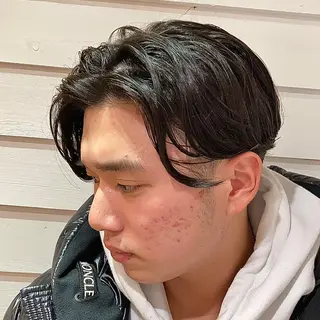 ショート パーマ メンズ 【ブリーチ無しW】 【暗髪&暖色系】圭真のヘアスタイル