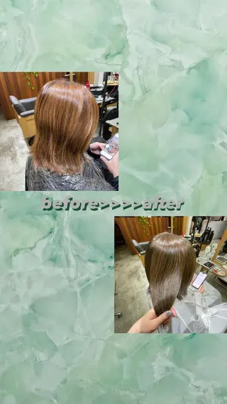 ミディアム カラー momo/艶髪/ 透明感/髪質改善のヘアスタイル