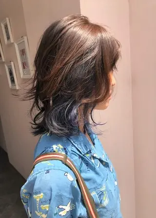ミディアム カラー パーマ 細川 亮のヘアスタイル