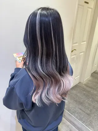 ミディアム 横浜🍒ルーツカラー エクステ／RIEのヘアスタイル