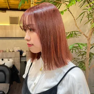 ミディアム カラー 顔周りカット 【オノザワリョウ】のヘアスタイル