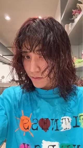 ミディアム パーマ メンズ 豊橋/ストレート 暖色系/さらのヘアスタイル