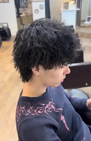 ミディアム パーマ メンズ 梅垣 紗英のヘアスタイル