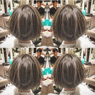 ミディアム カラー ヘアアレンジ 白髪ぼかしハイライト 茗荷谷駅徒歩2分のヘアスタイル